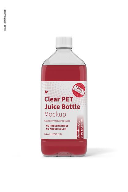 64 Oz Clear Pet Juice Bottle Mockup, Front View Psd