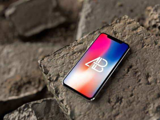 iPhone X on Outdoor Rocks Mockup