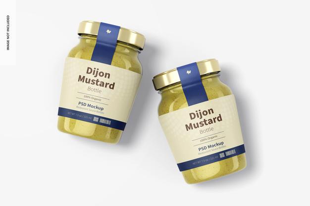 7.5 Oz Dijon Mustard Bottle Mockup Psd