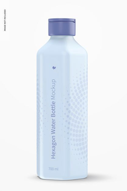 700 Ml Hexagon Water Bottle Mockup, Front View Psd