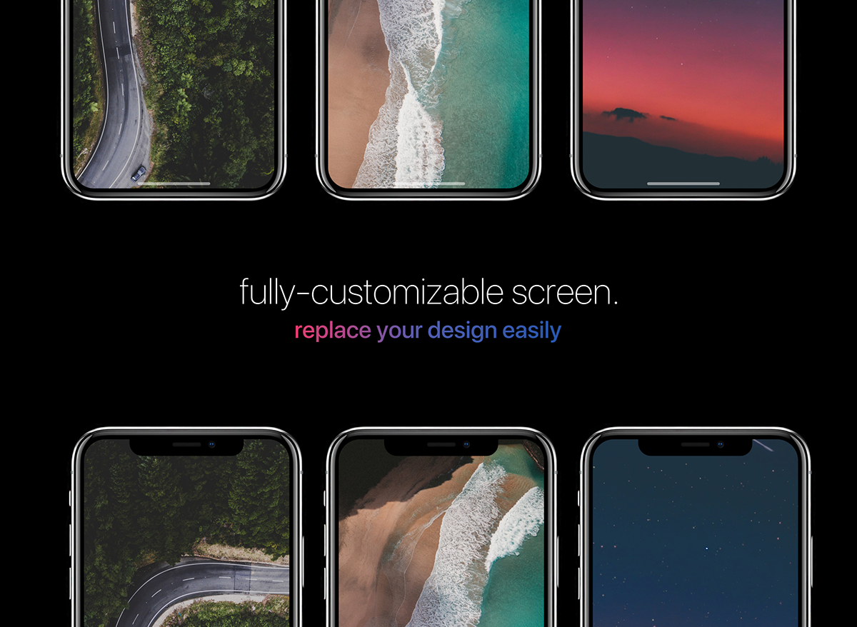 Hyper-Realistic Space Gray iPhone X Mockup Front View