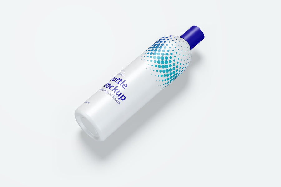 8 Oz / 240 Ml Cosmo Round Shape Cosmetic Bottle Mockup With Disc Cap In Front View 02