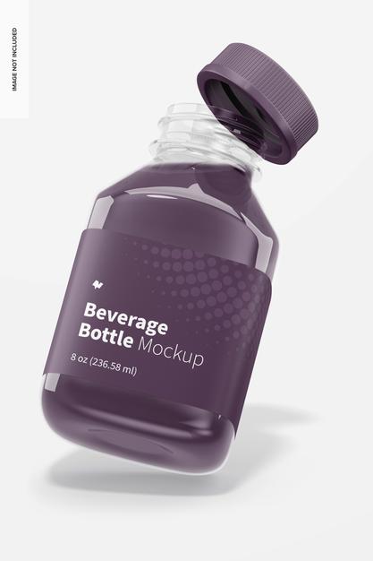8 Oz Beverage Bottles Mockup, Opened Psd