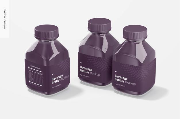 8 Oz Beverage Bottles Mockup Psd