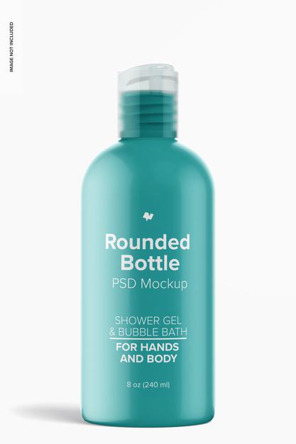 8 Oz Rounded Bottle With Disc Top Cap Mockup Psd