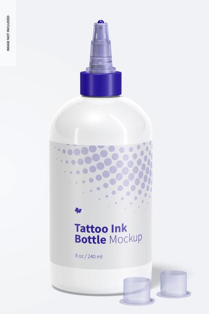 8 Oz Tattoo Ink Bottle Mockup Psd
