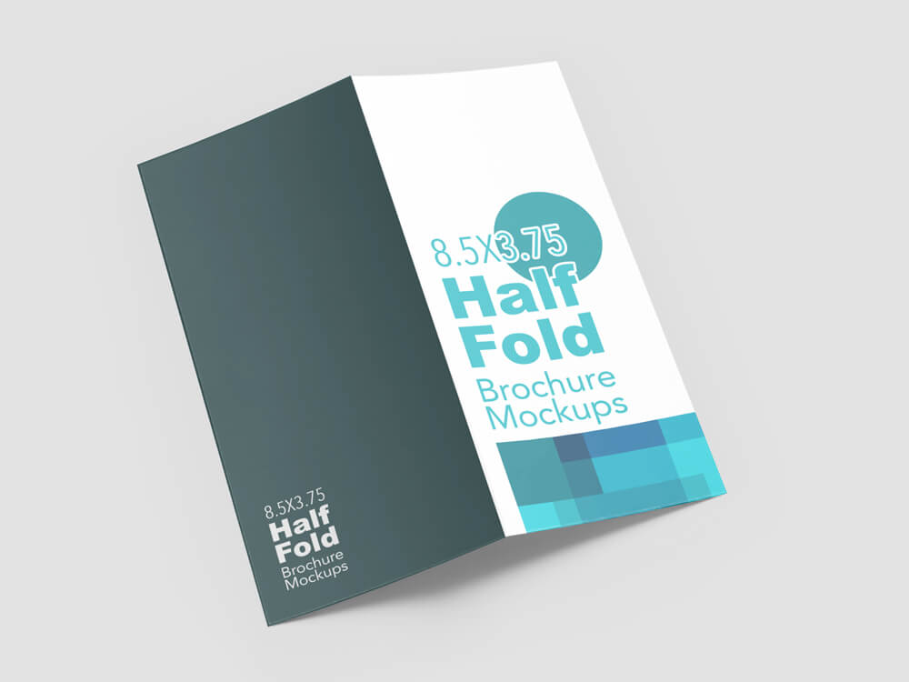 Half Fold Vertical Brochure Mockups