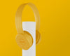 80S Headphones With Yellow Background Psd