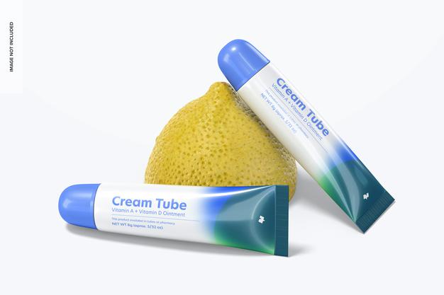 8G Cream Tubes Mockup Psd