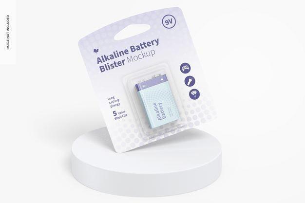 9V Alkaline Battery Blister Mockup Psd