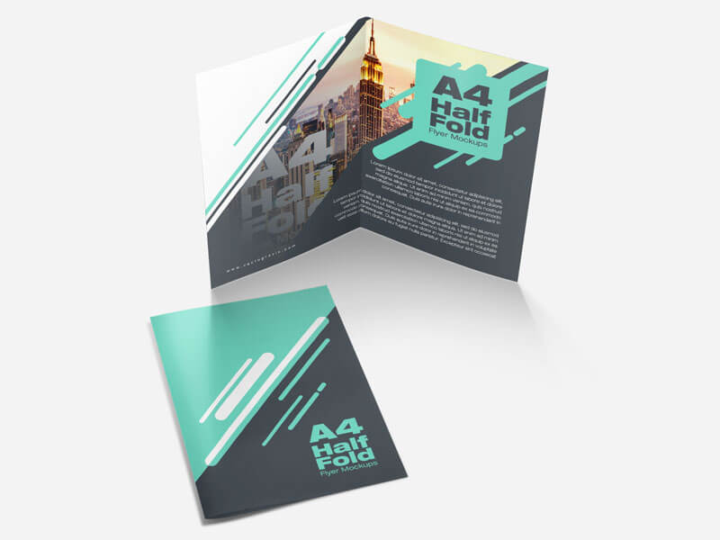 A4 Half Fold Flyer Mockups