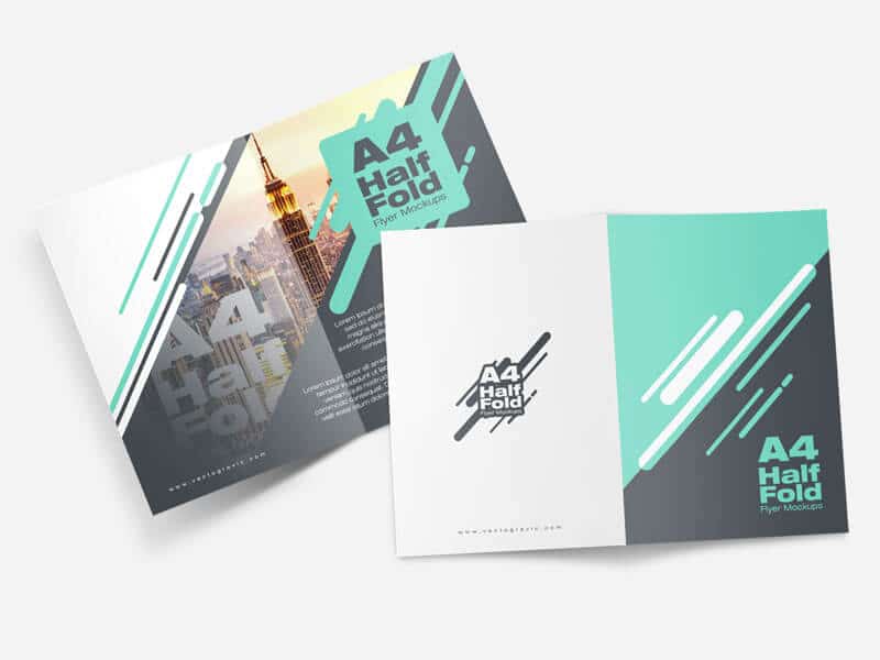 A4 Half Fold Flyer Mockups