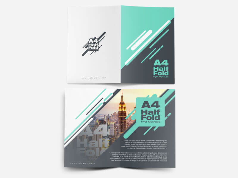 A4 Half Fold Flyer Mockups