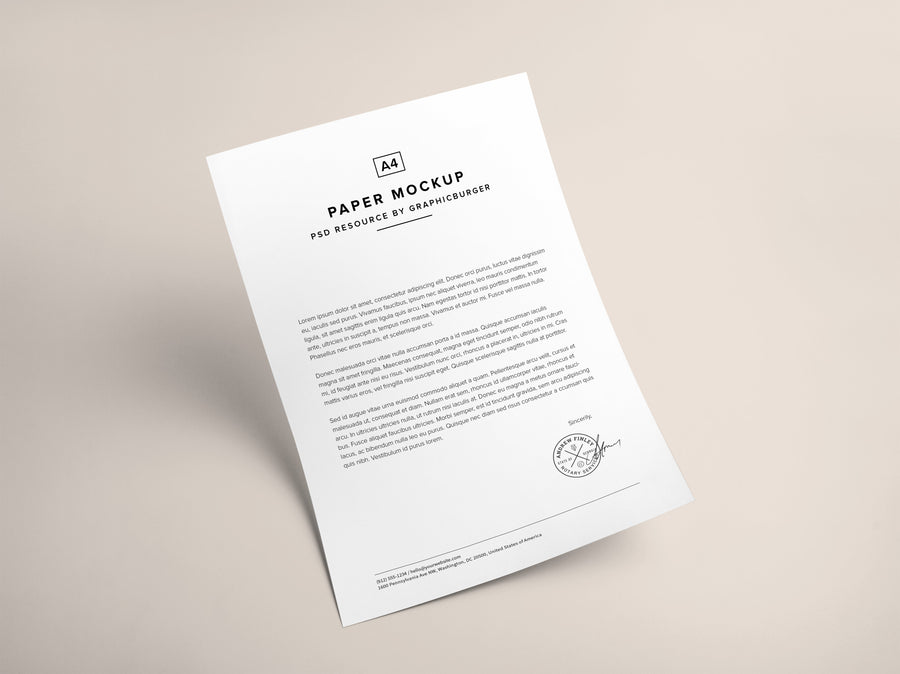 A4 White Paper PSD MockUp