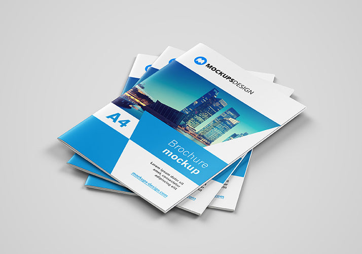 8 Shots or Angles of A4 Brochure Mockups