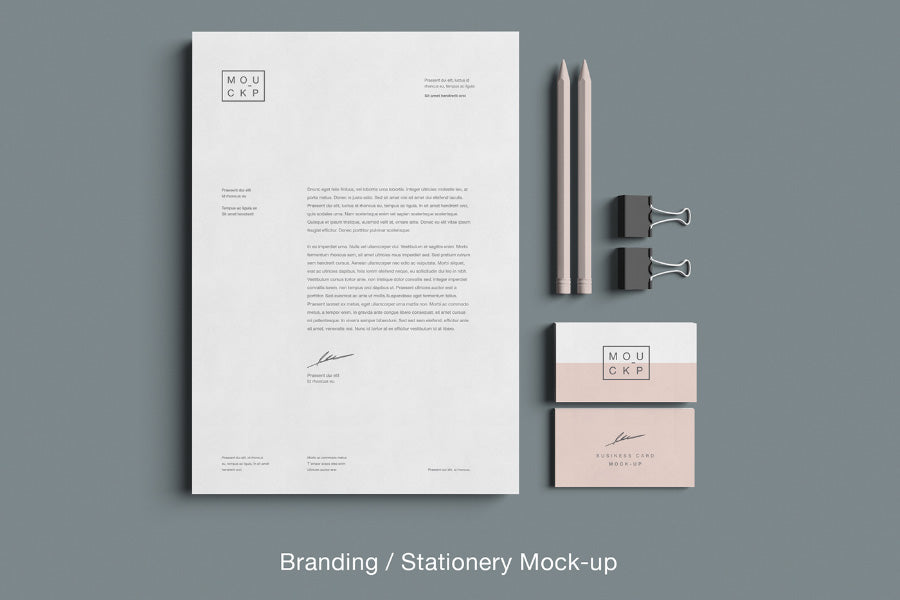 Advanced Clean Branding Stationery Mockup Business Card and Letterhead Paper