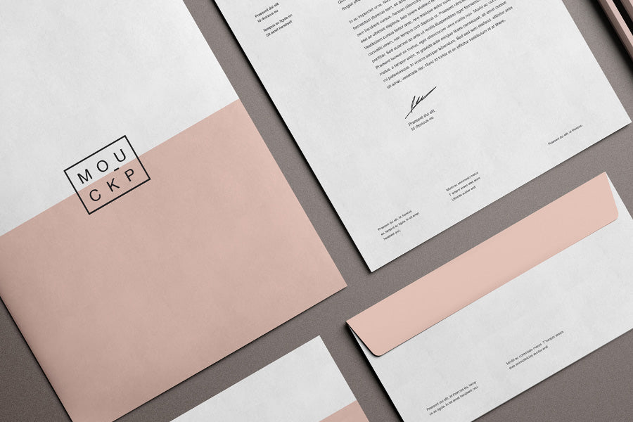 Advanced Clean Branding Stationery Mockup Business Card and Letterhead Paper