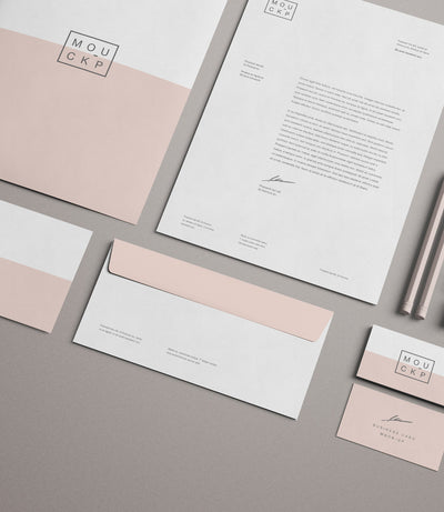 Advanced Clean Branding Stationery Mockup Business Card and Letterhead Paper