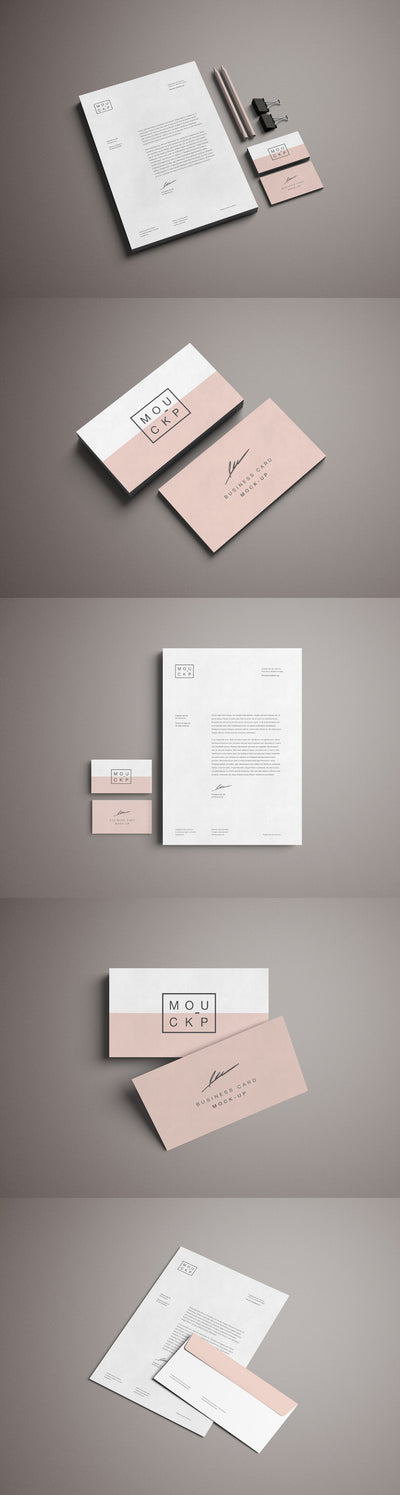 Advanced Clean Branding Stationery Mockup Business Card and Letterhead Paper