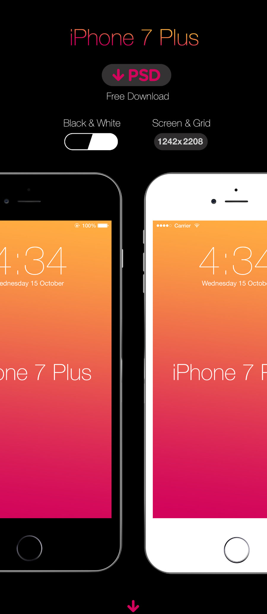 White and Black Versions of iPhone 7 Plus PSD Mockup