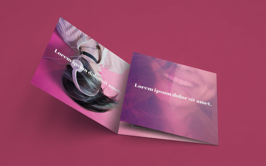 Open Square Tri-fold Paper PSD Mockup