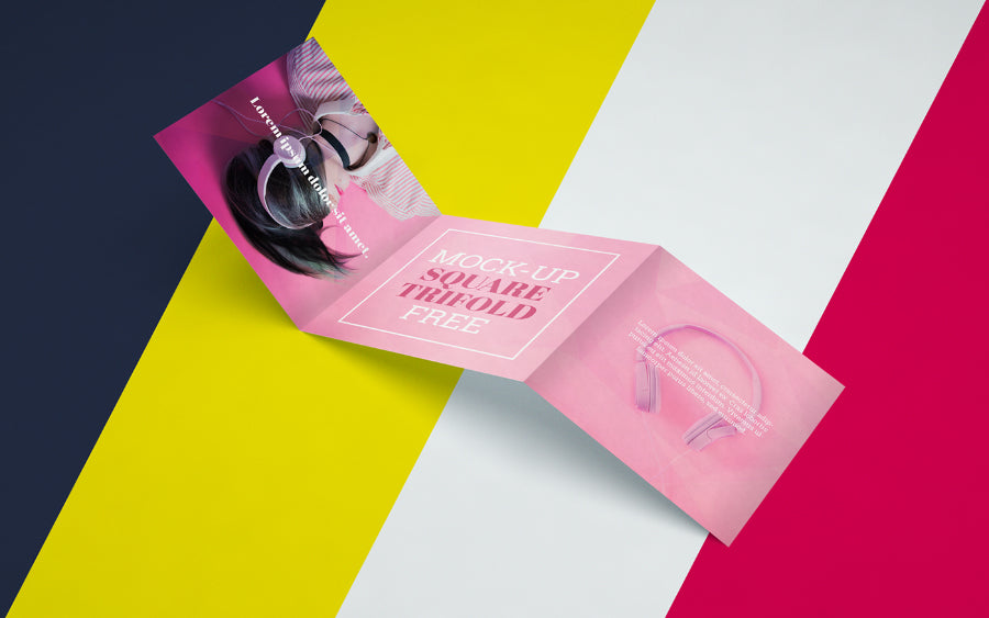 Open Square Tri-fold Paper PSD Mockup