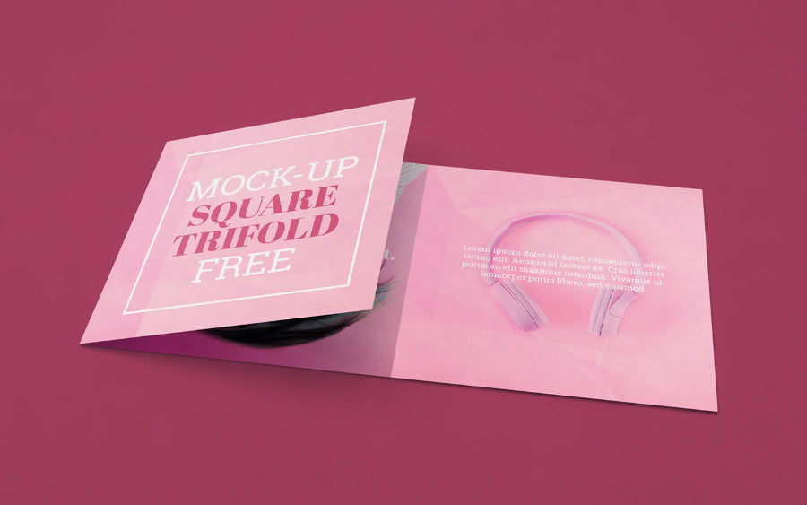 Open Square Tri-fold Paper PSD Mockup