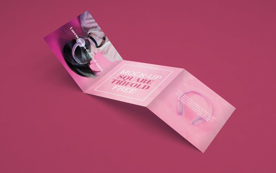 Open Square Tri-fold Paper PSD Mockup