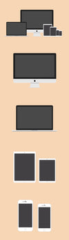 Flat Apple Devices Mockups (iMac, iPad, iPhone and Macbook Pro)