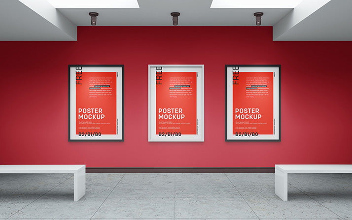 Art Gallery Frame or Poster Mockup (B2/B1/B0 Sizes)