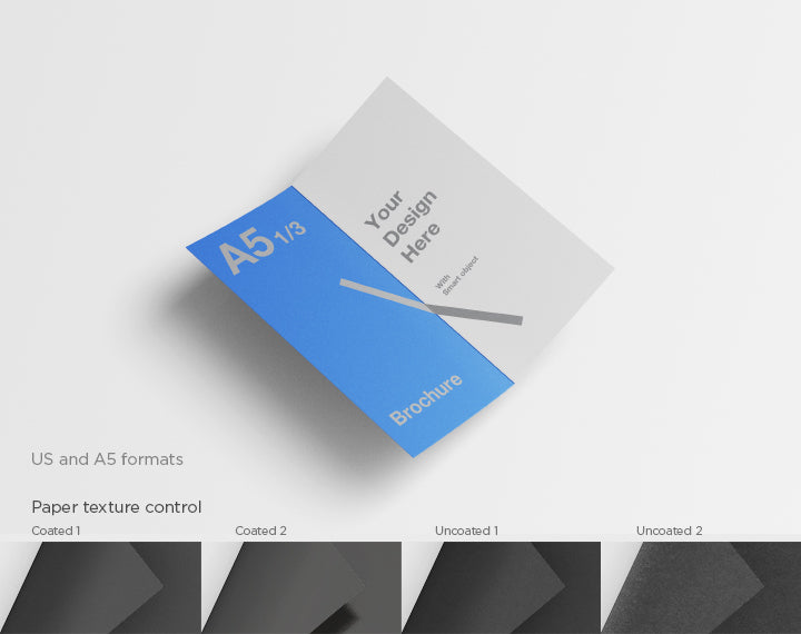 Brochure A5 with a One Third of Size (Mockup)