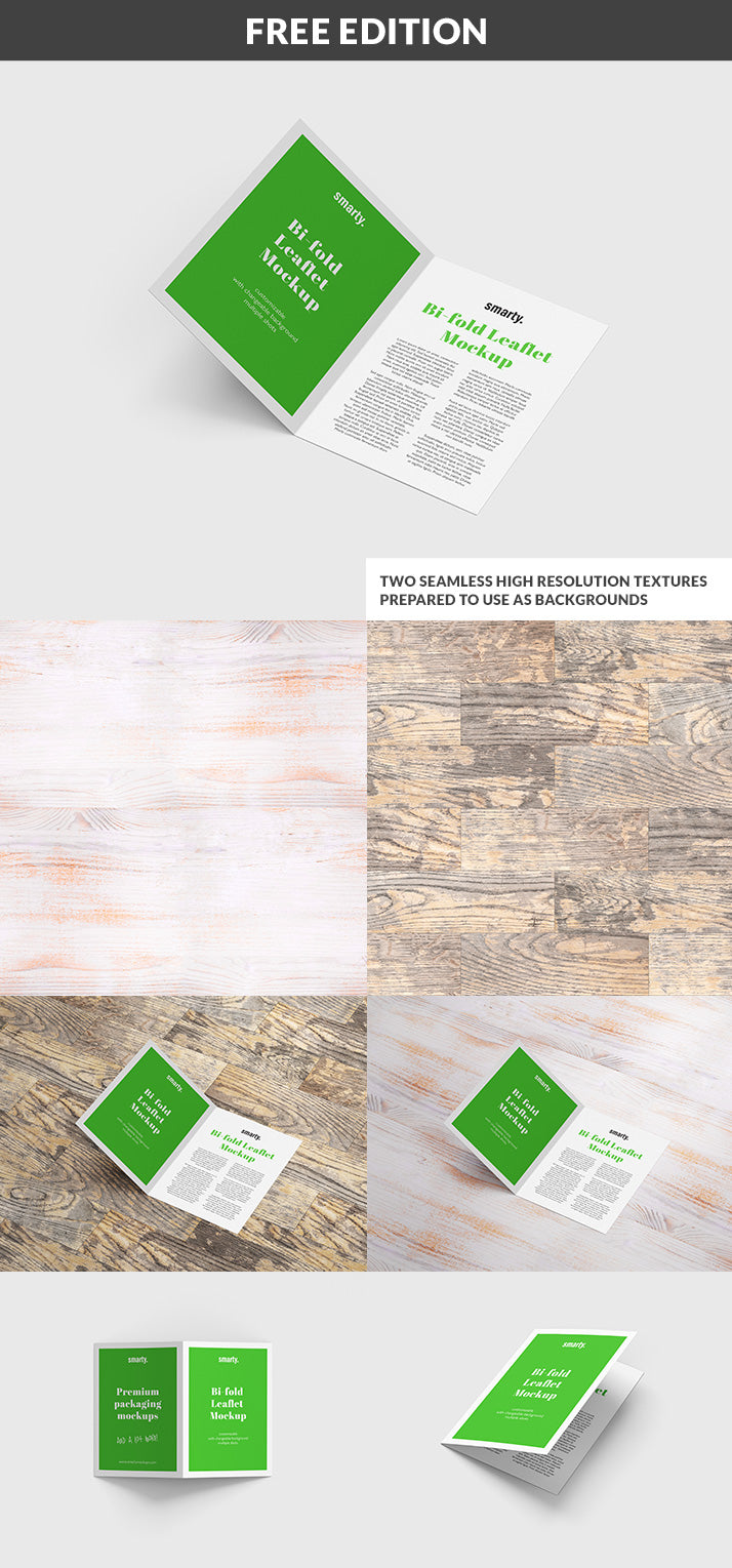3 x Bi Fold Leaflet Mockup