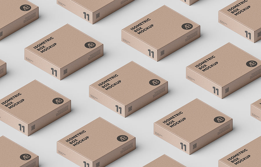 Box Packaging Grid Mockup PSD