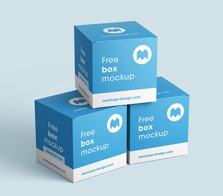 Square White Cardboard Packaging Box Mockup or 80x80x80 mm