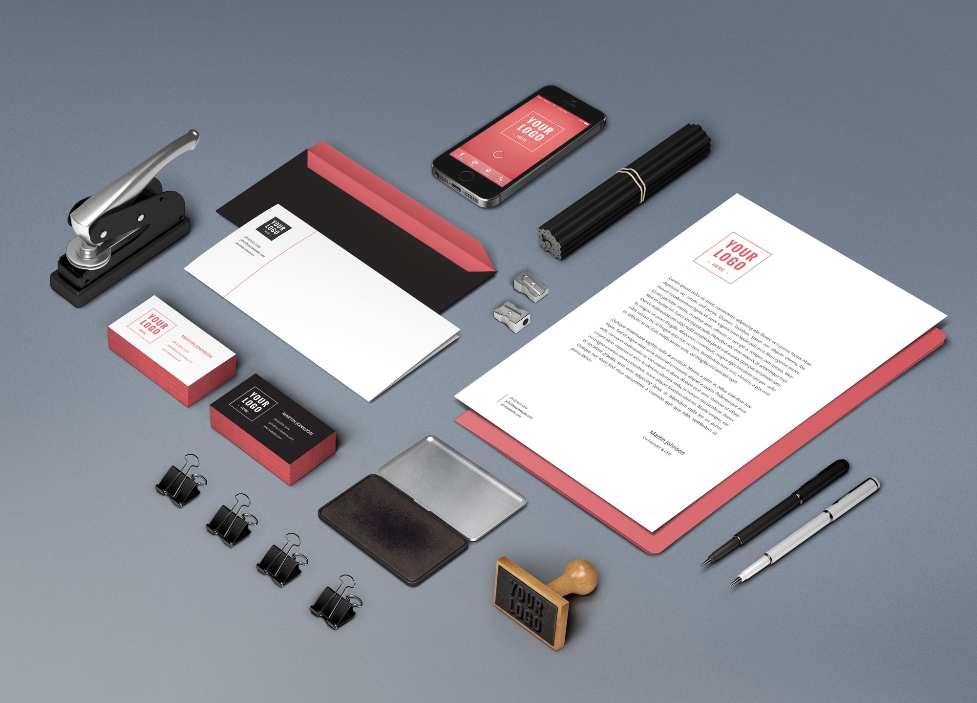 Isometric Branding and Identity Psd MockUp