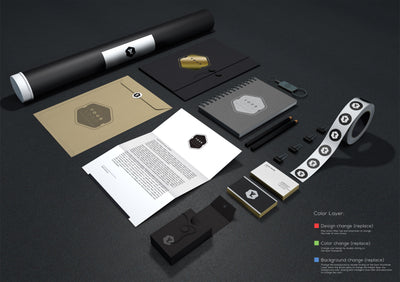Black Branding and Identity MockUp with Leaflet