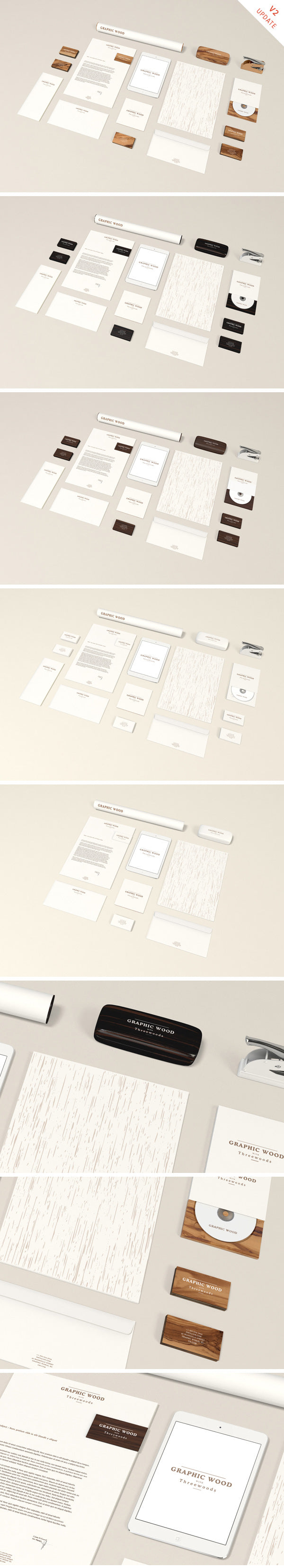 Stationery MockUp with Wooden Textures