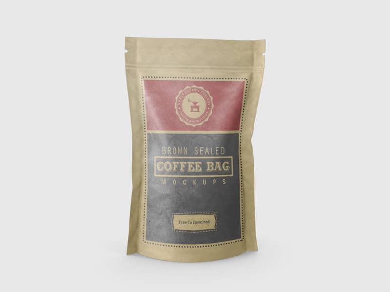 Brown Sealed Realistic Coffee Bag Mockups