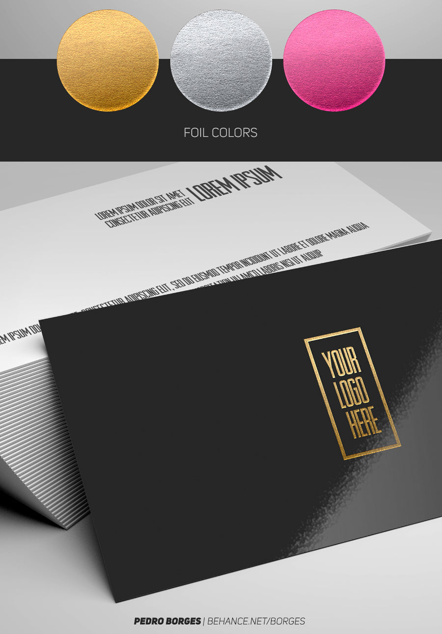 Glossy Business Card Logo Foil Mockup