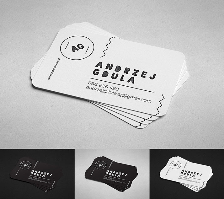Rounded Business Card Mockups 3 Views