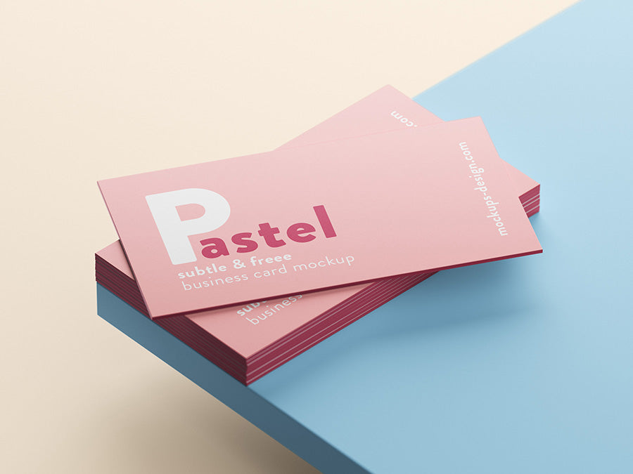Business Card Pastel Mockups on Table