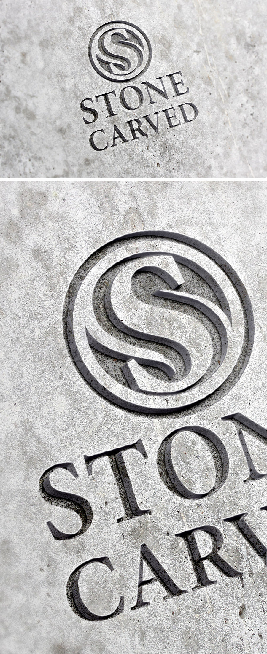 Carved Stone Logo Mockup PSD