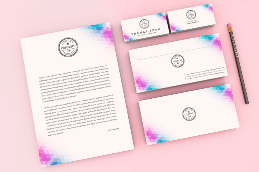 Cute and Feminine Company Stationery Kit Mockup