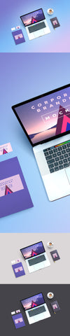 Corporate Branding Mockup PSD (Macbook Pro and Notebook)