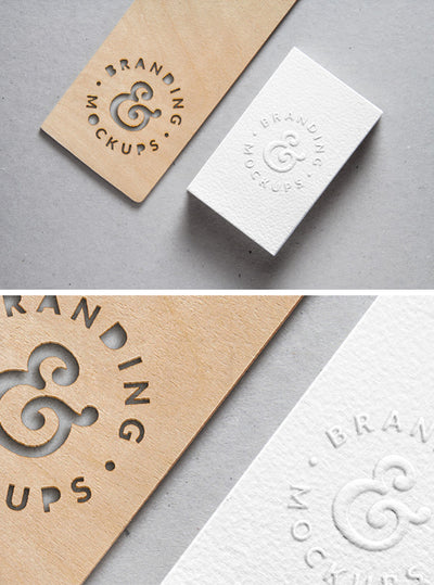 Cutout Wood and White Business Card Mockup