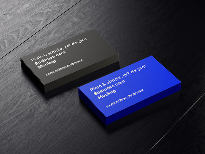 Business Cards on Dark Wood Mockup
