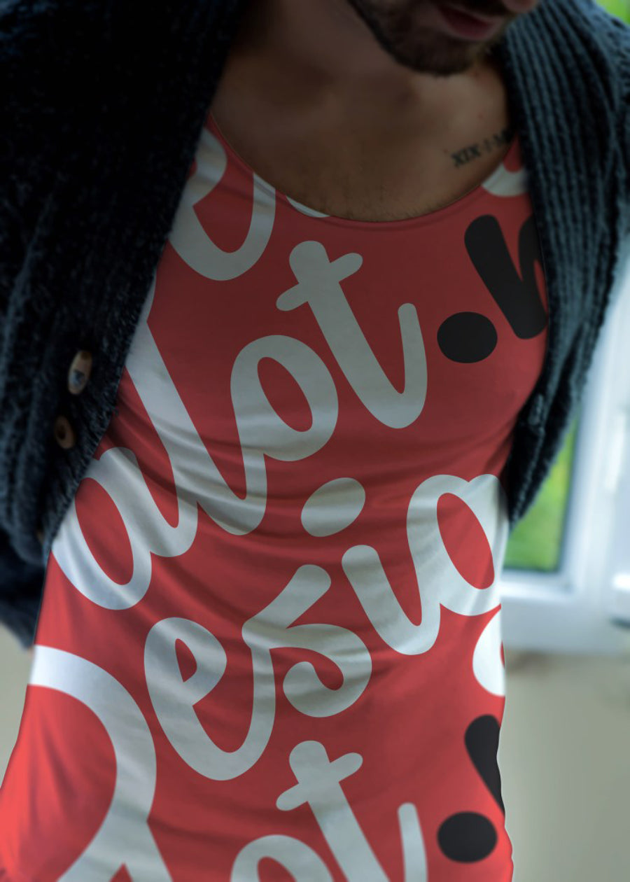 Male Model Wearing a T-Shirt PSD Mockup