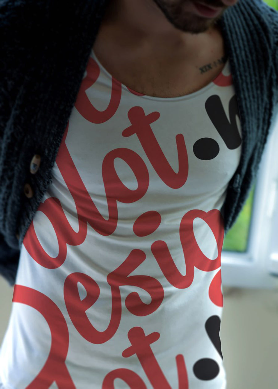 Male Model Wearing a T-Shirt PSD Mockup