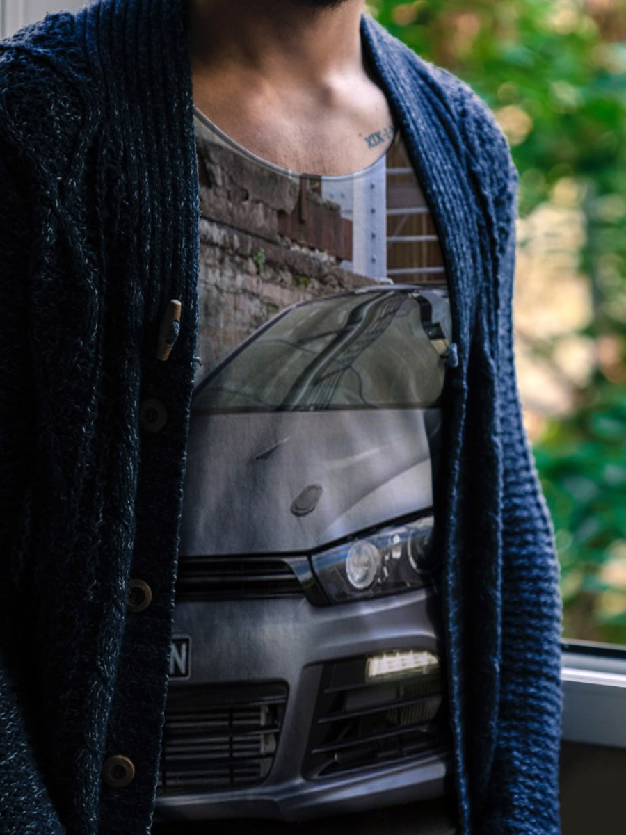 Male Model Wearing a T-Shirt PSD Mockup