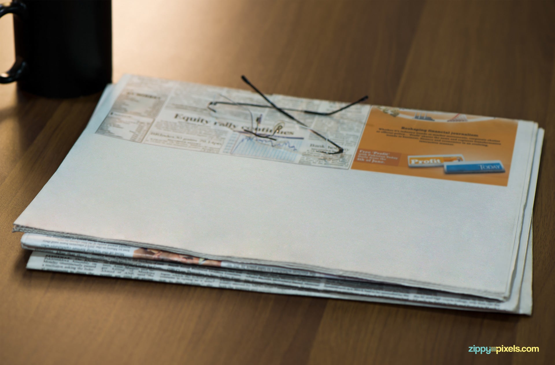 Half Folded Newspaper Mockup